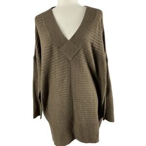 Stitchdrop taupe sweater cardigan women size large Brown 51% Viscose A003544